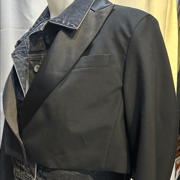 Sacai Black and Gray Cropped Blazer - Picture 4 of 10